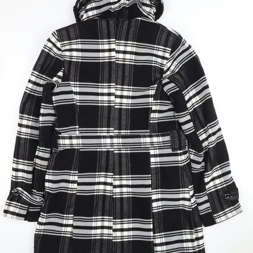 Young Collection Women's Black & White Plaid Coat, Size 8