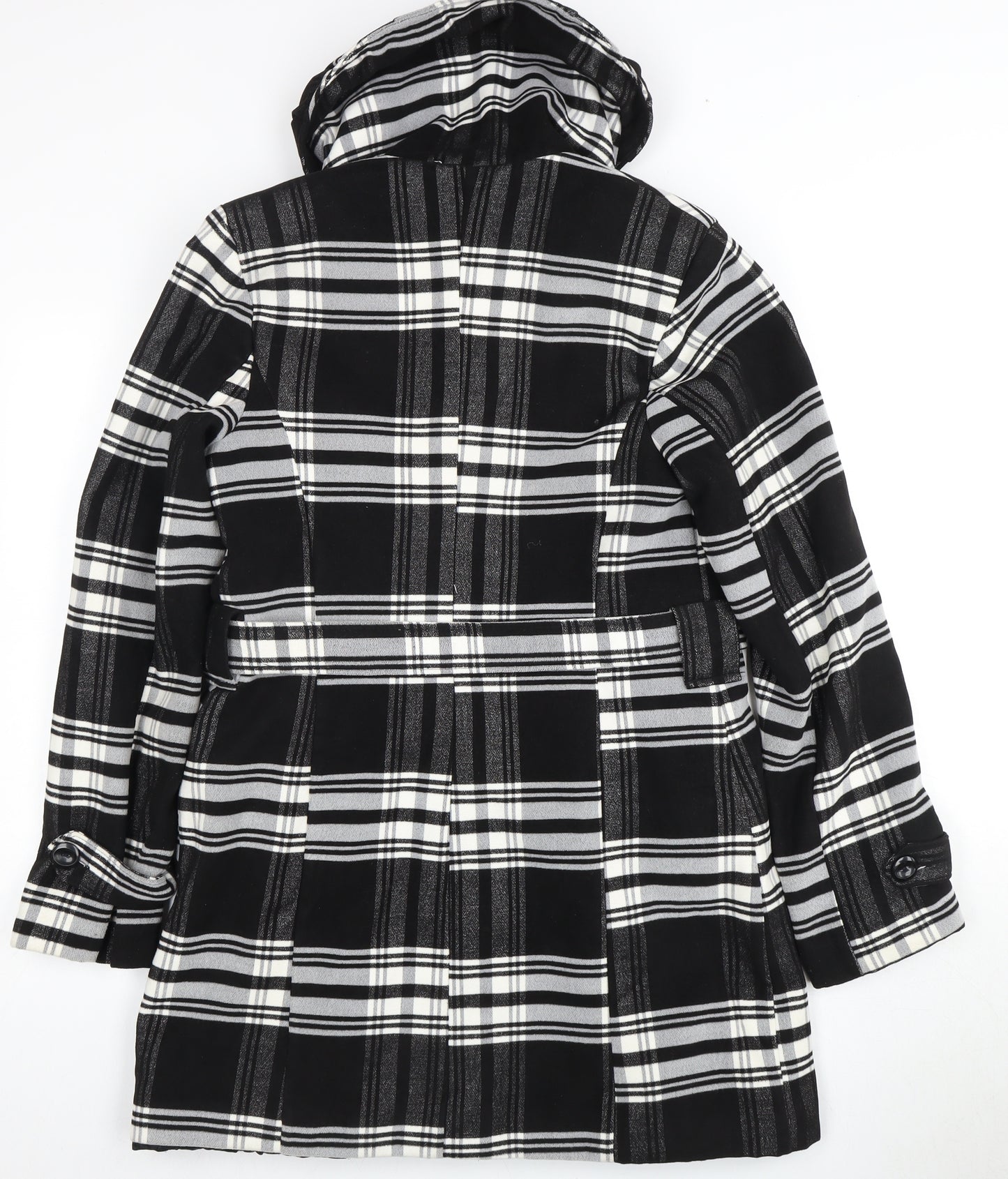 Young Collection Women's Black & White Plaid Coat, Size 8
