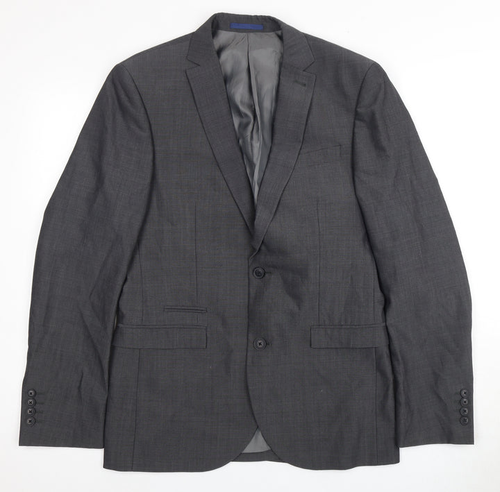 Next Men's Grey Wool Blazer 38 Regular Business