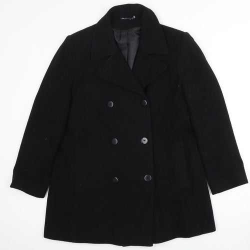 BHS Women's Black Double-Breasted Wool Trouser Suit, Size 14
