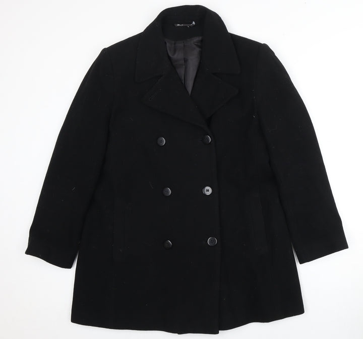 BHS Women's Black Double-Breasted Wool Trouser Suit, Size 14