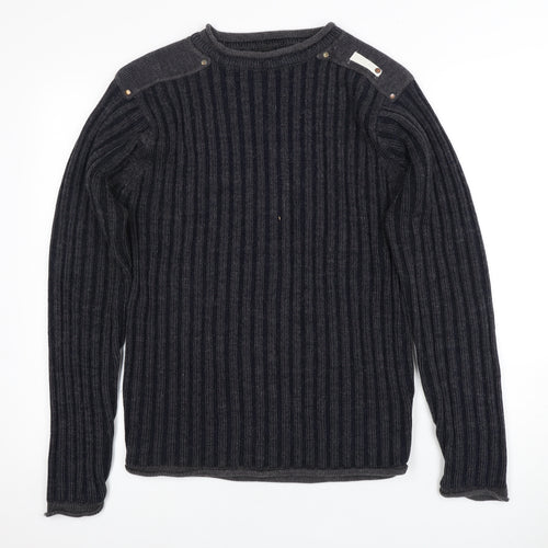 Oscha Tiger Men's Black Pullover Jumper, Regular Fit