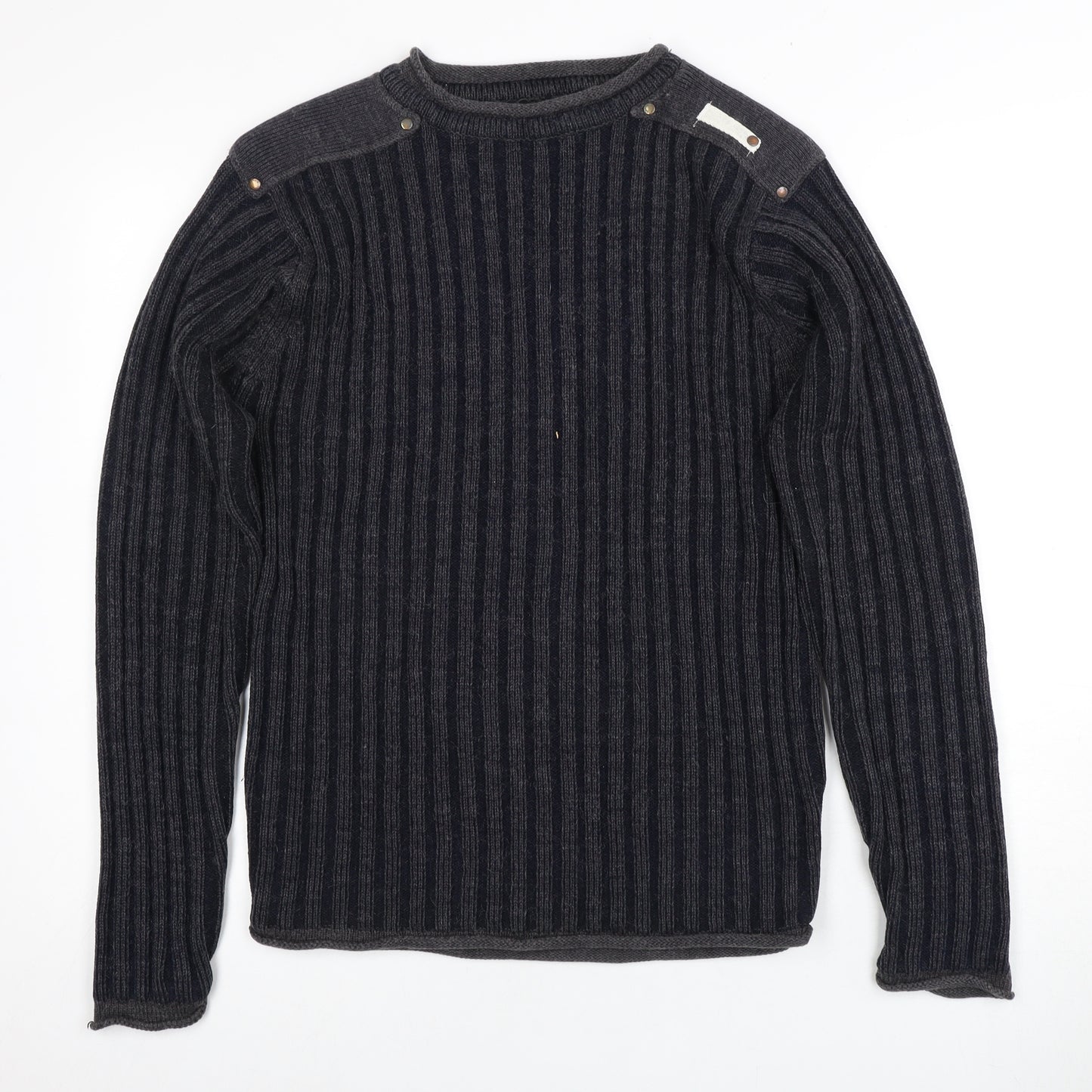 Oscha Tiger Men's Black Pullover Jumper, Regular Fit