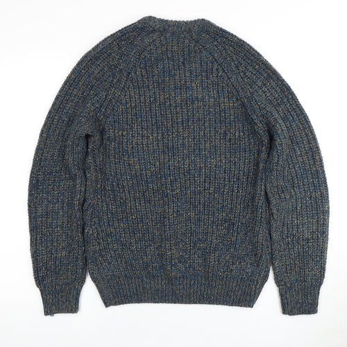 P.G. Field Men's Blue Chunky-Knit V-Neck Jumper S