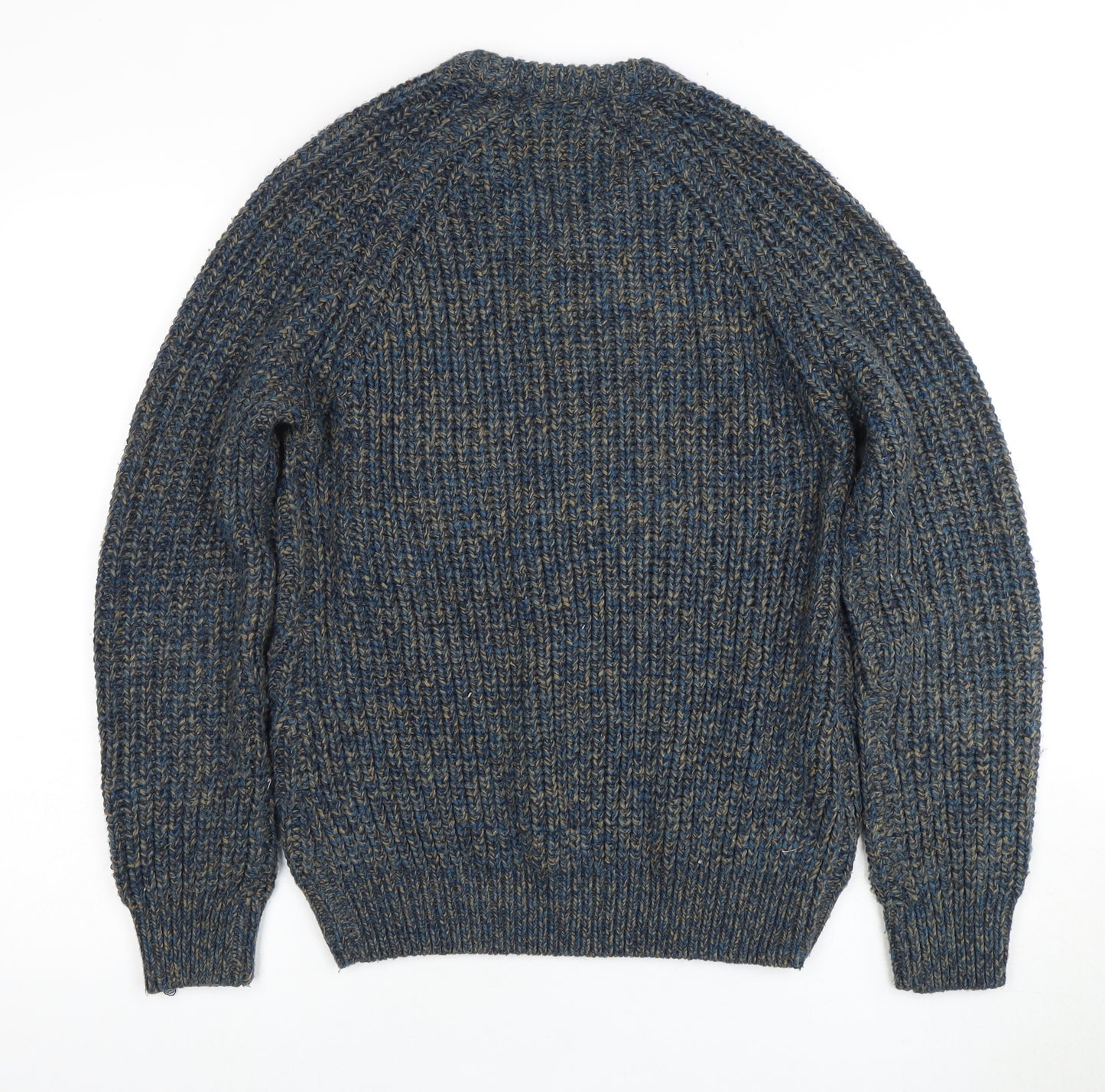 P.G. Field Men's Blue Chunky-Knit V-Neck Jumper S