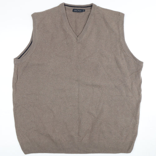 James Pringle Men's Grey XL V-Neck Wool Vest