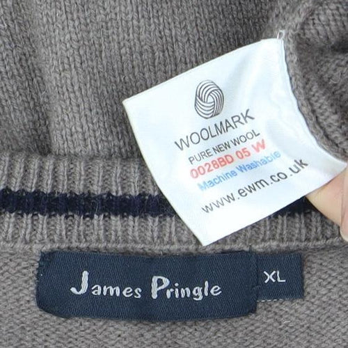 James Pringle Men's Grey XL V-Neck Wool Vest