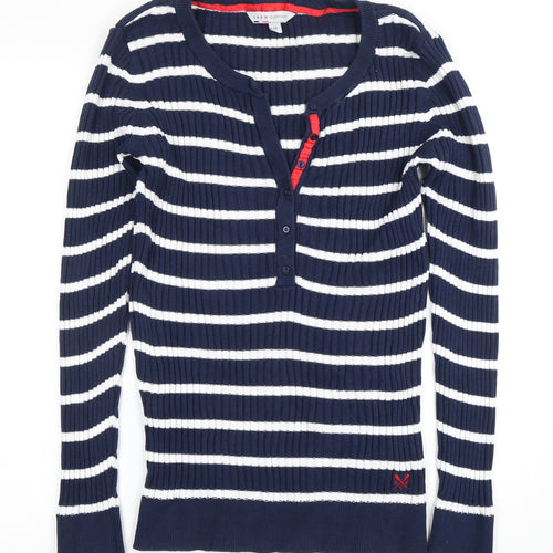 Crew Clothing Co. Women's Blue Henley Jumper Size 14