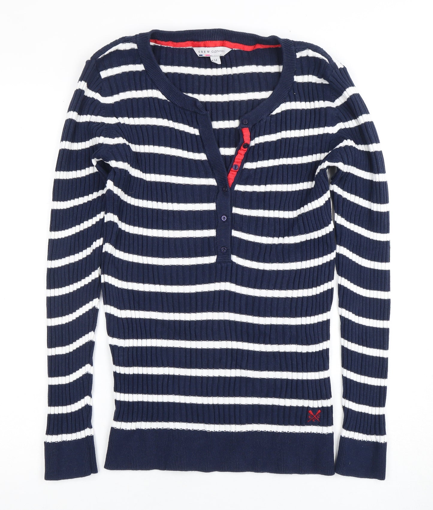 Crew Clothing Co. Women's Blue Henley Jumper Size 14