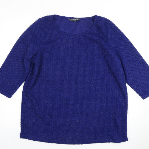 Bonmarche Women's Blue 3/4 Sleeve Knit Pullover Jumper