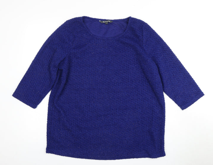 Bonmarche Women's Blue 3/4 Sleeve Knit Pullover Jumper