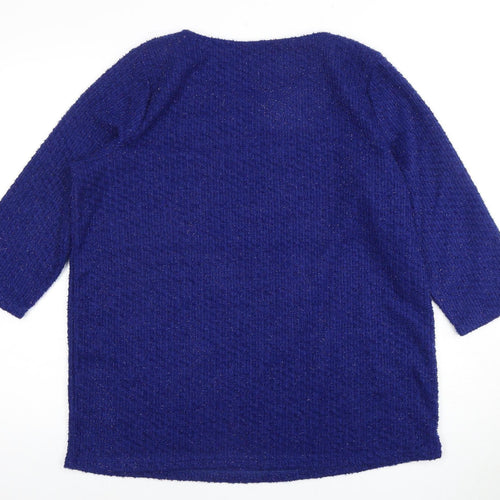 Bonmarche Women's Blue 3/4 Sleeve Knit Pullover Jumper