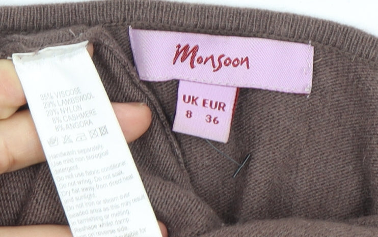 Monsoon Women's Brown Shrug V-Neck Jumper, Size 8