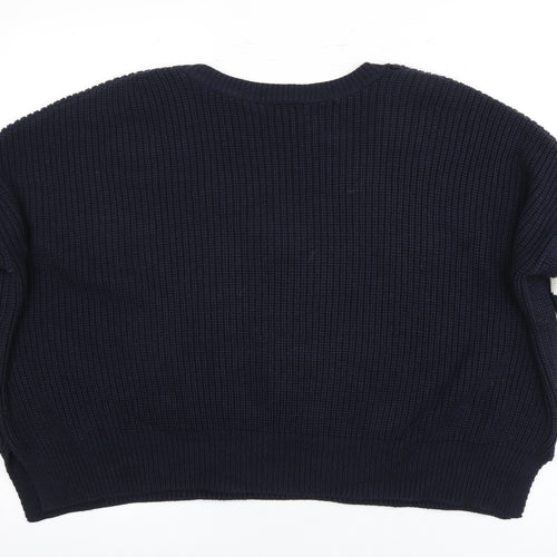 River Island Women's Blue V-Neck Striped Pullover Jumper