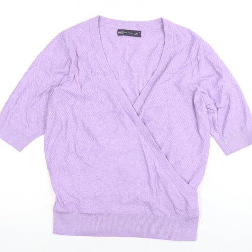 Marks and Spencer Women's Purple Wrap Blouse, Size S