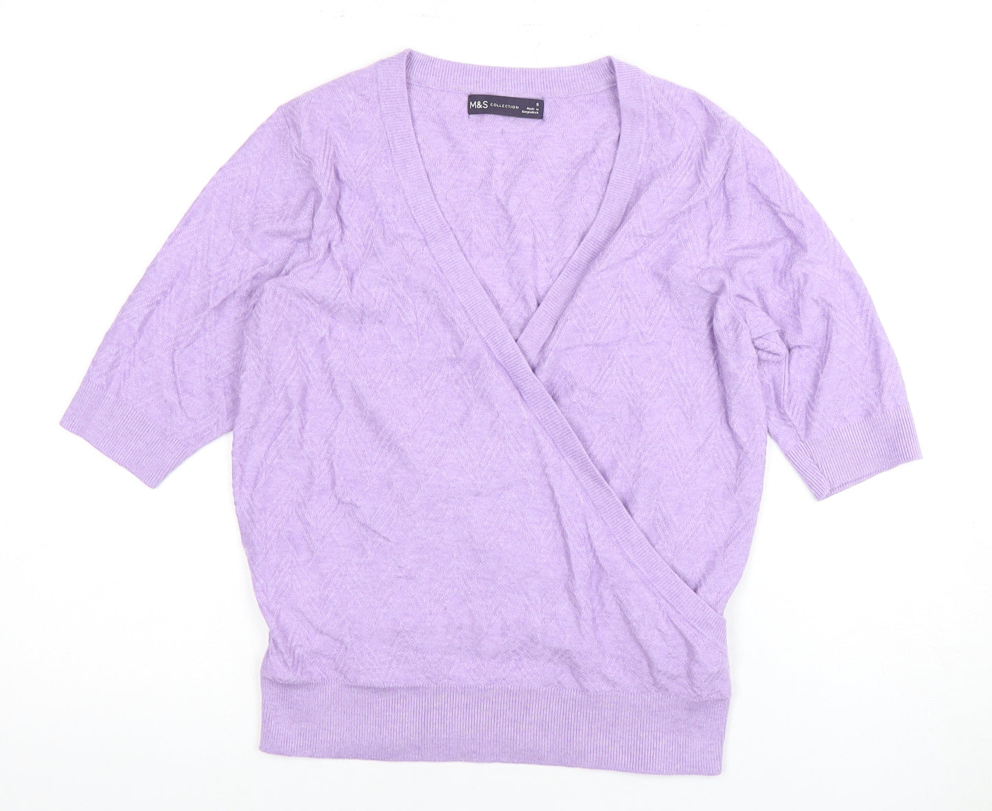 Marks and Spencer Women's Purple Wrap Blouse, Size S