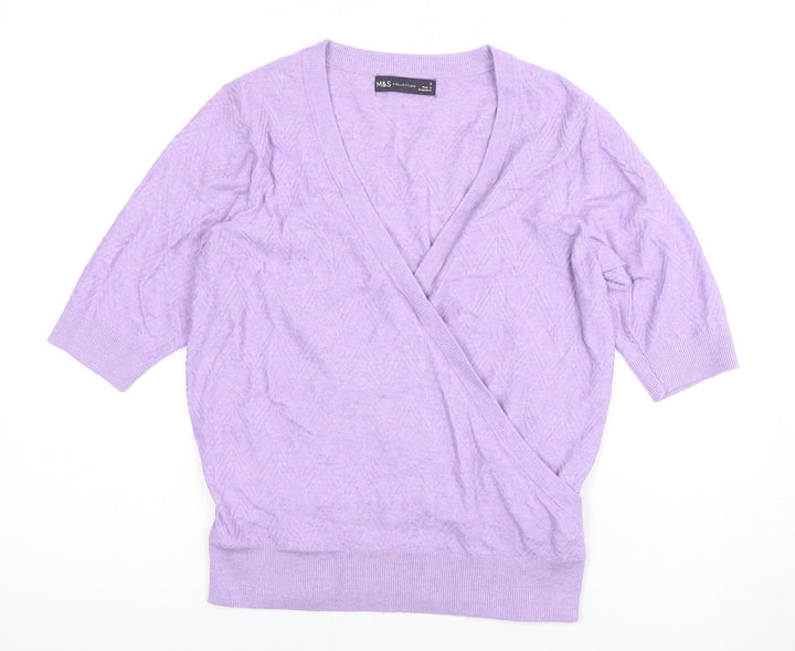 Marks and Spencer Women's Purple Wrap Blouse, Size S