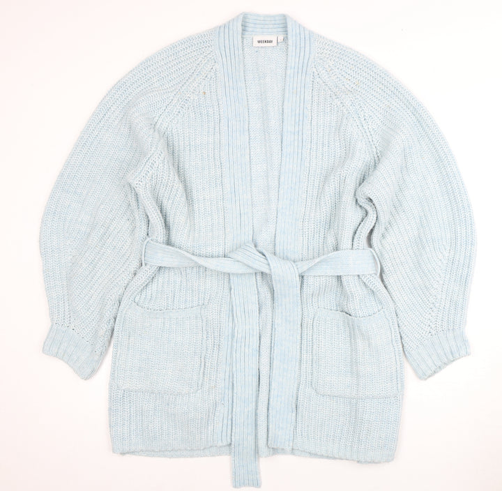 Weekday Women's Blue Cardigan Jumper Size S, Belted