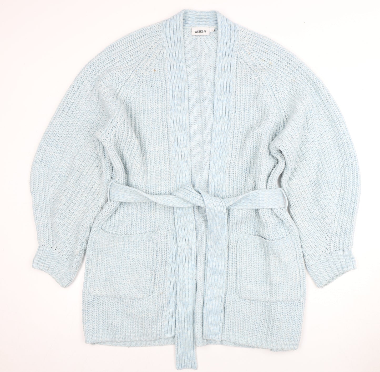 Weekday Women's Blue Cardigan Jumper Size S, Belted