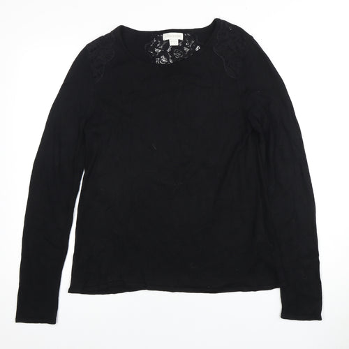 Monsoon Women's Black Lace Knit Jumper Size 12