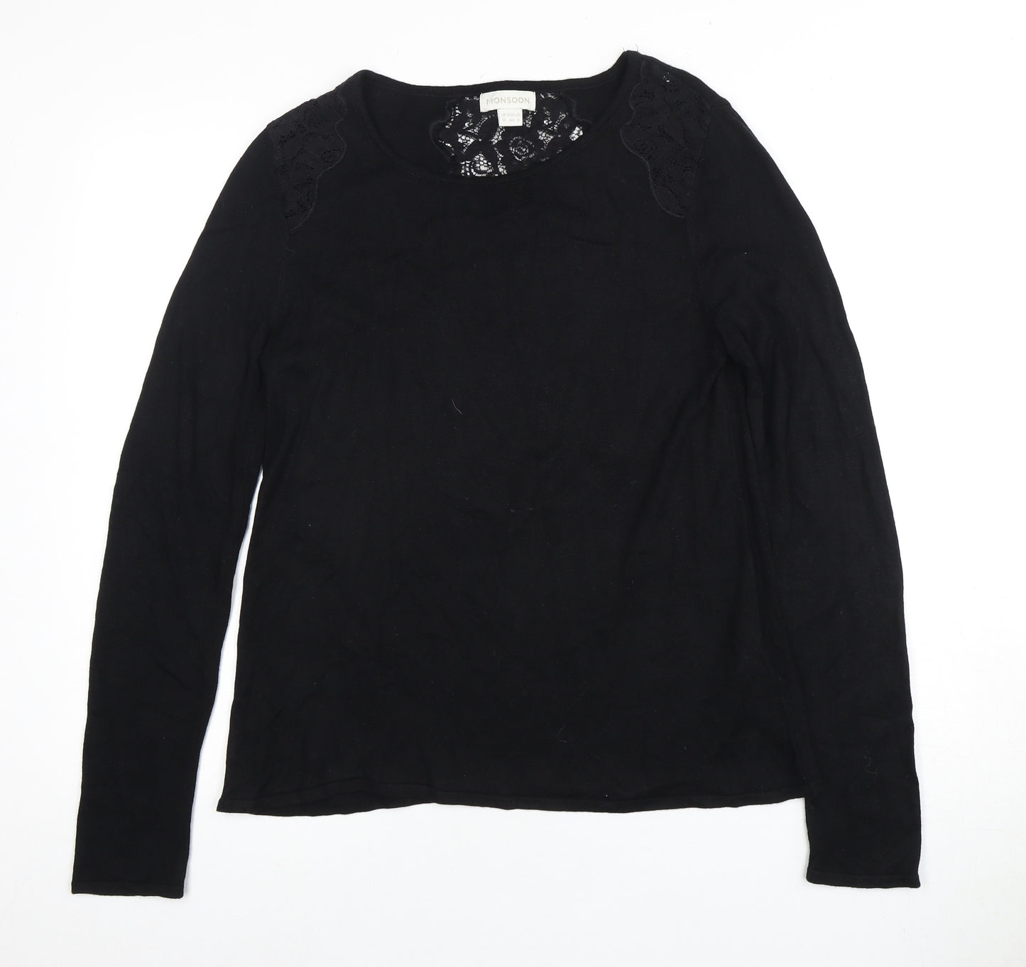 Monsoon Women's Black Lace Knit Jumper Size 12