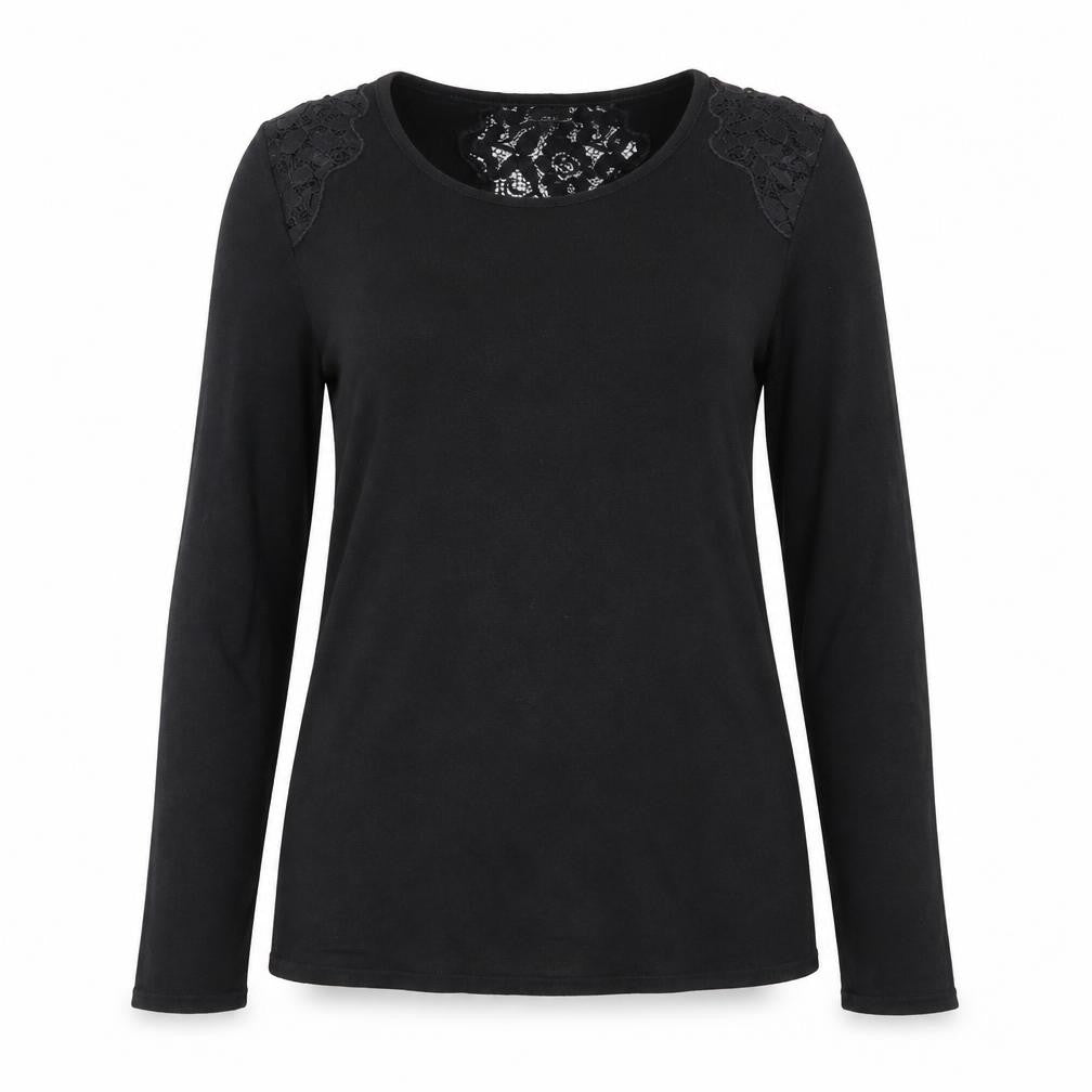 Front view of Monsoon Women's Black Lace Knit Jumper, size 12