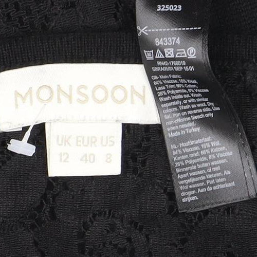 Monsoon Women's Black Lace Knit Jumper Size 12