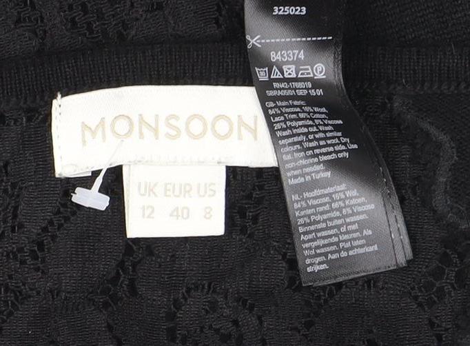 Monsoon Women's Black Lace Knit Jumper Size 12