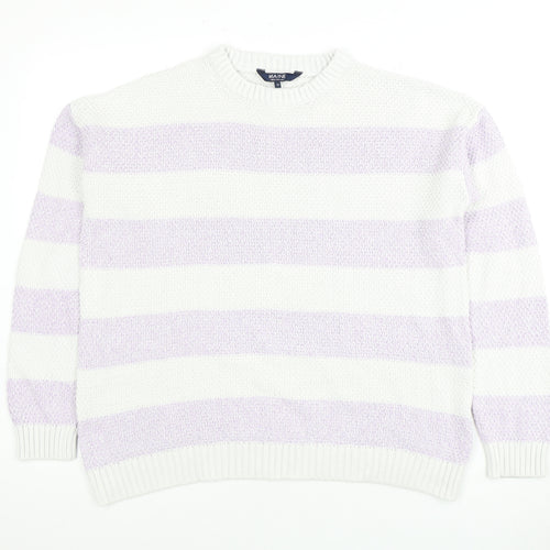 Maine Women's White Striped Pullover Jumper Size 14