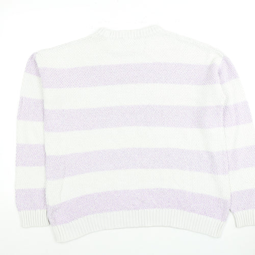 Maine Women's White Striped Pullover Jumper Size 14