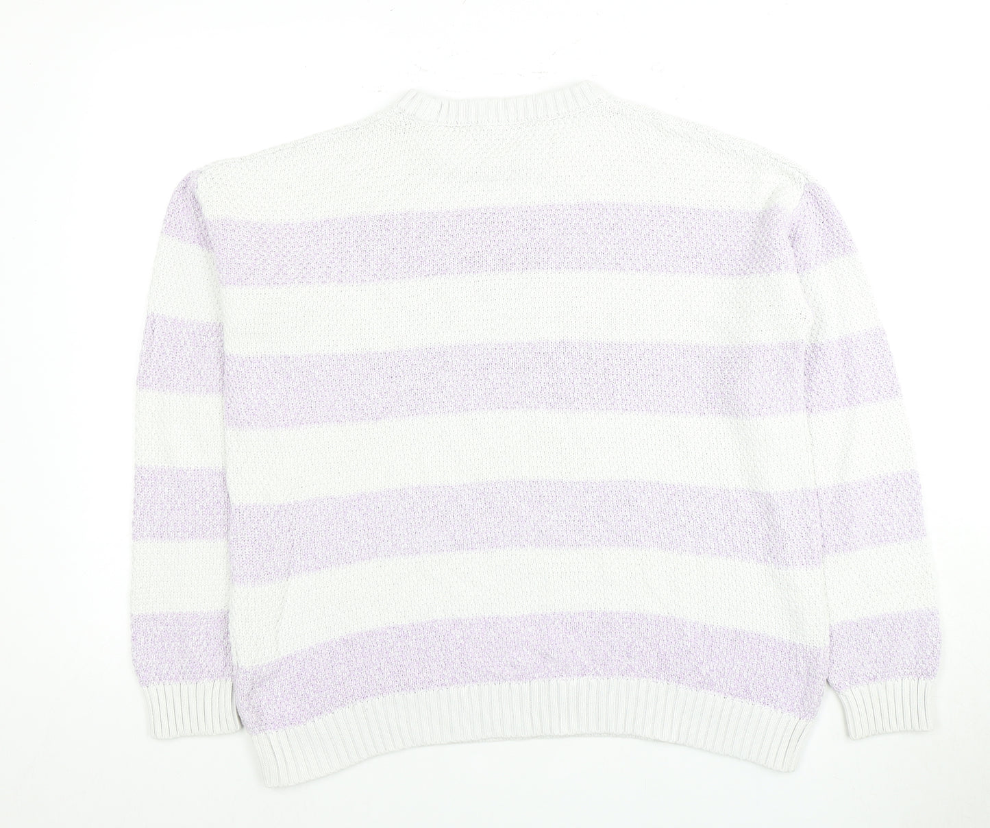 Maine Women's White Striped Pullover Jumper Size 14