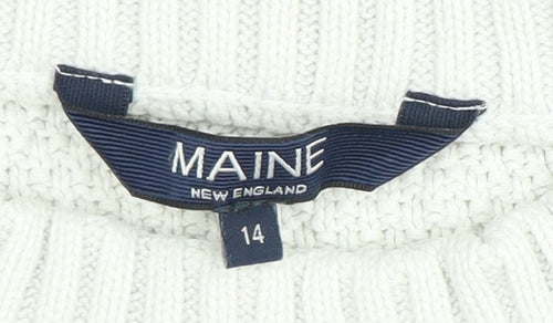 Maine Women's White Striped Pullover Jumper Size 14