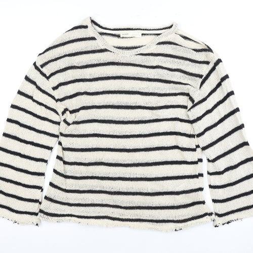 Pull & Bear Women's Black M Striped Knit Pullover