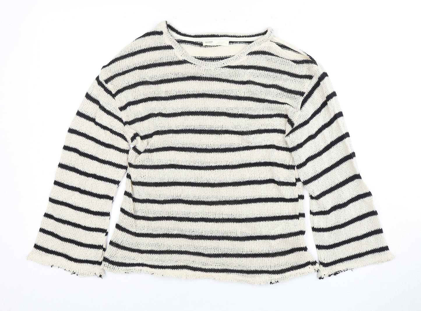 Pull & Bear Women's Black M Striped Knit Pullover