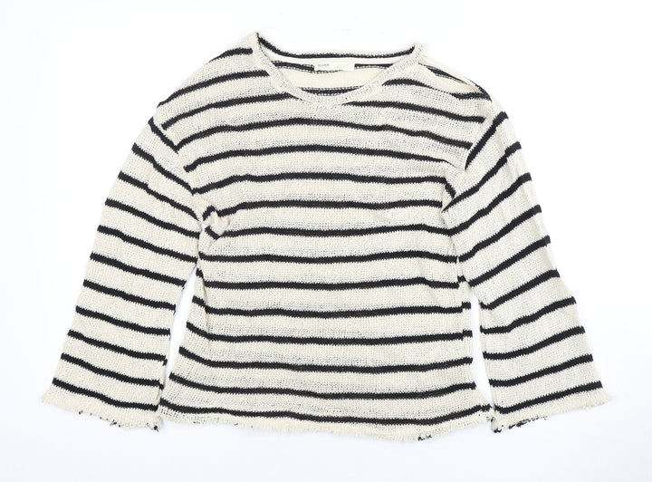 Pull & Bear Women's Black M Striped Knit Pullover