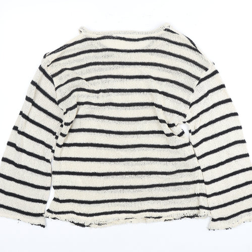 Pull & Bear Women's Black M Striped Knit Pullover
