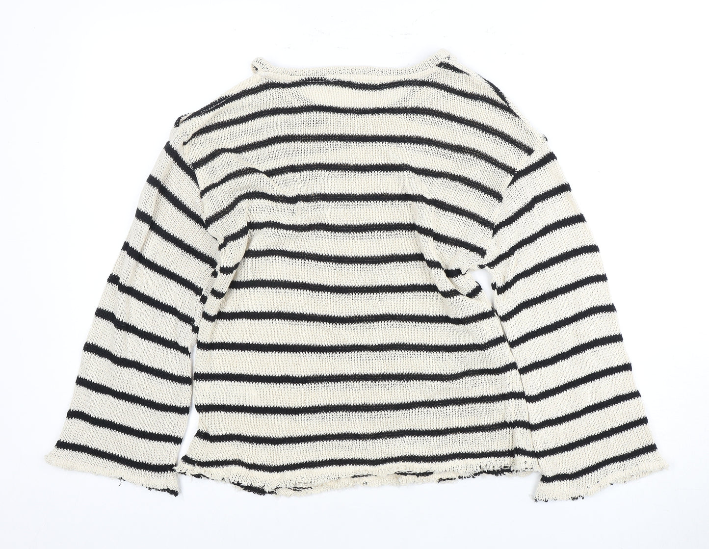 Pull & Bear Women's Black M Striped Knit Pullover