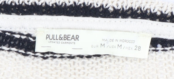 Pull & Bear Women's Black M Striped Knit Pullover