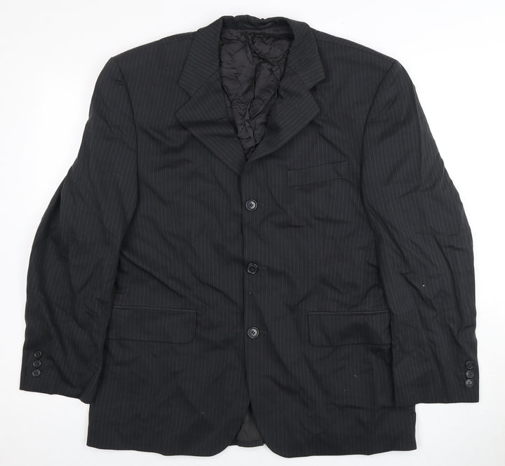 Burton Men's Black Striped Blazer - 40 Short, Formal Jacket