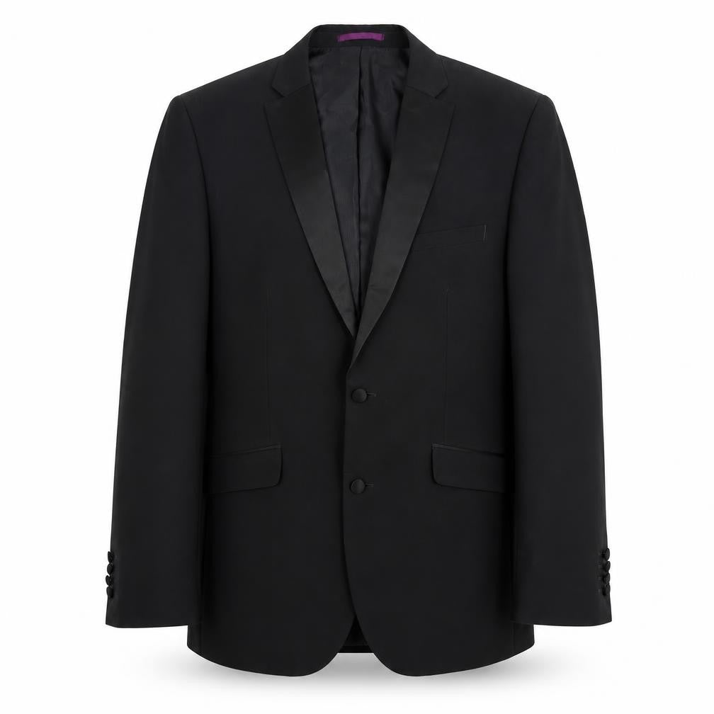 Front view of Charlton Gray Men's Black Tuxedo Blazer 44L