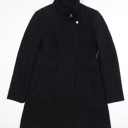 Next Women's Black Wool Blend Mid-Length Coat Size 8