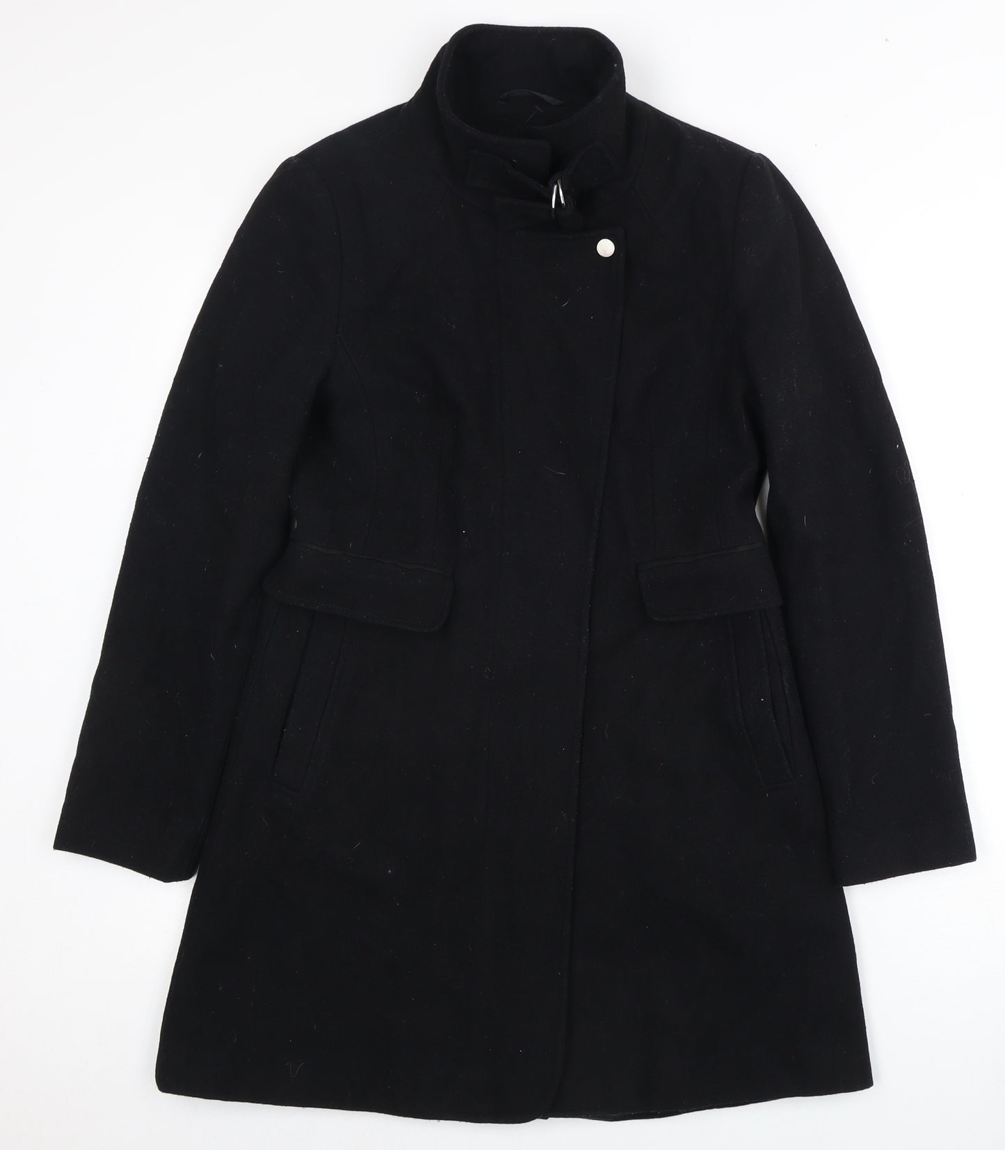 Next Women's Black Wool Blend Mid-Length Coat Size 8