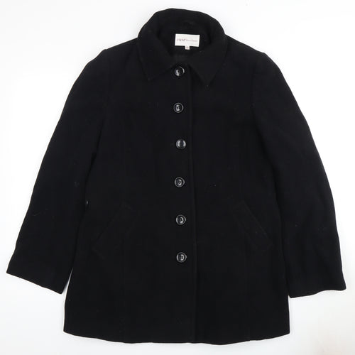 EWM Women's Black Wool Overcoat, Size 12, Classic