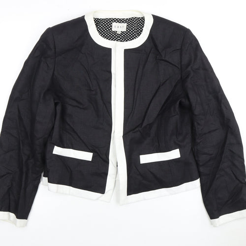 EAST Women's Black Blazer UK 14 Linen Polka Dot