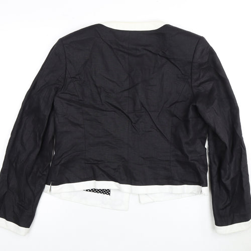 EAST Women's Black Blazer UK 14 Linen Polka Dot