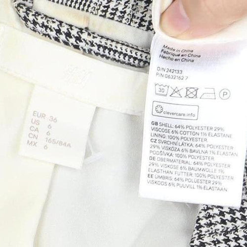H&M Women's Grey Plaid Double-Breasted Blazer - Size 8
