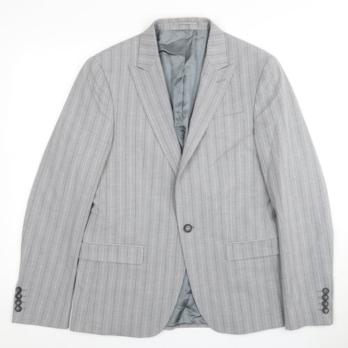 River Island Men's Grey Striped Blazer 40R