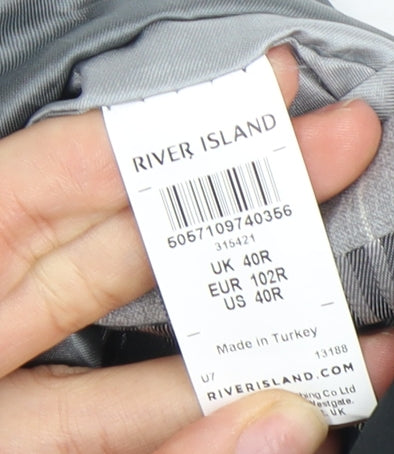 River Island Men's Grey Striped Blazer 40R