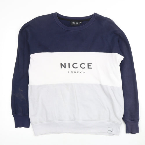 Nicce Men's Blue Crew Neck Pullover Sweatshirt M