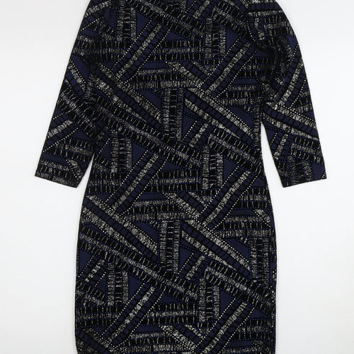 DOLLS Paris Women's Black Blue Bodycon Dress Size 10